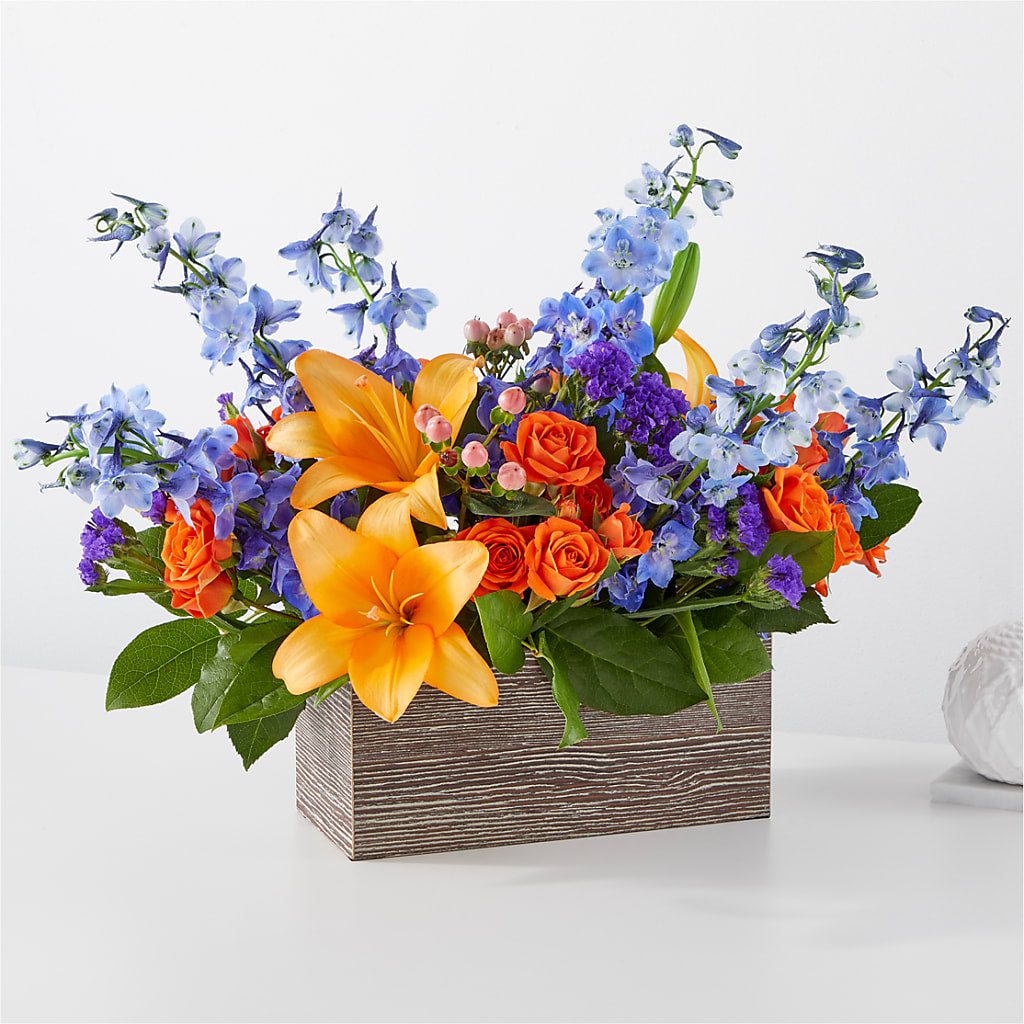 Radiant Citrus Box Bouquet – Holtschlag Florist, Quincy IL