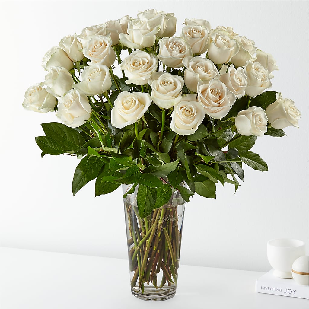 Long Stem White Rose Bouquet – Holtschlag Florist, Quincy IL