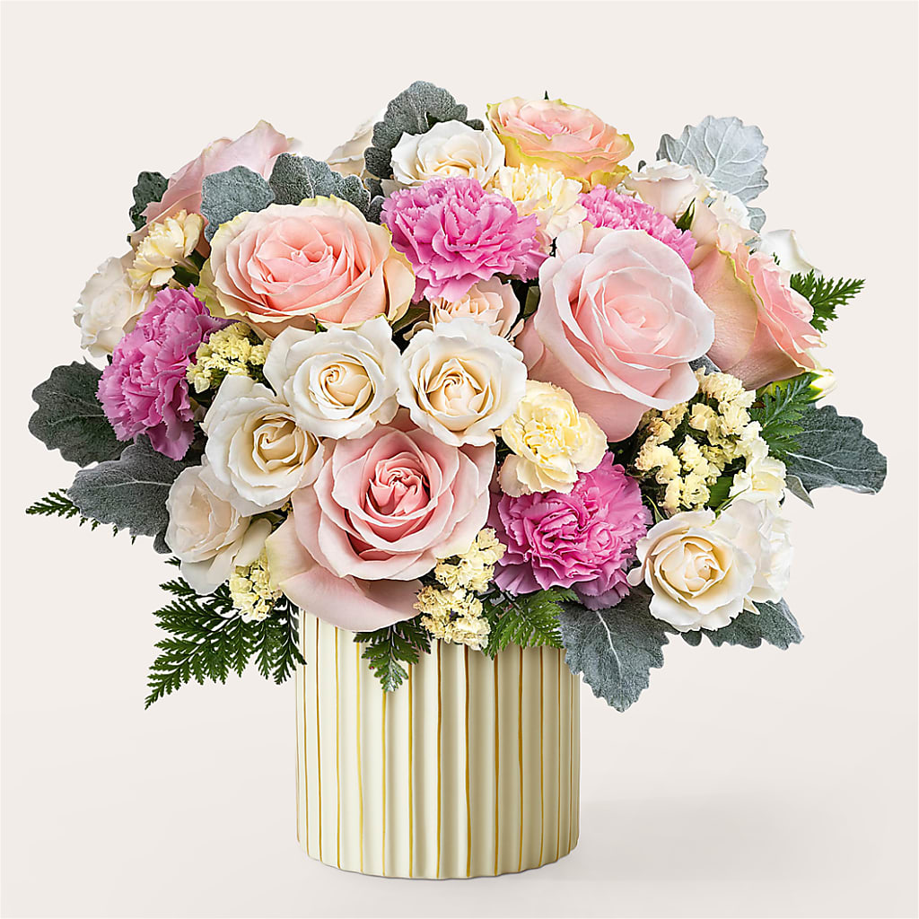 Blissful Moments Bouquet with Ivory Vase – Holtschlag Florist, Quincy IL