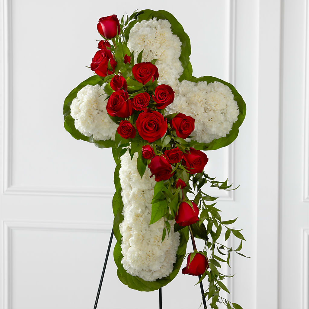 Floral Cross Easel – Holtschlag Florist, Quincy IL