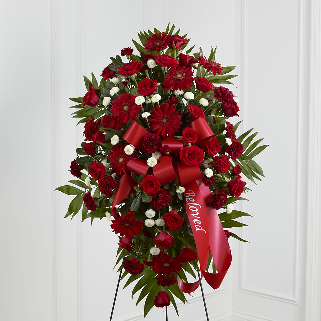 Treasured Memories Standing Spray – Holtschlag Florist, Quincy IL