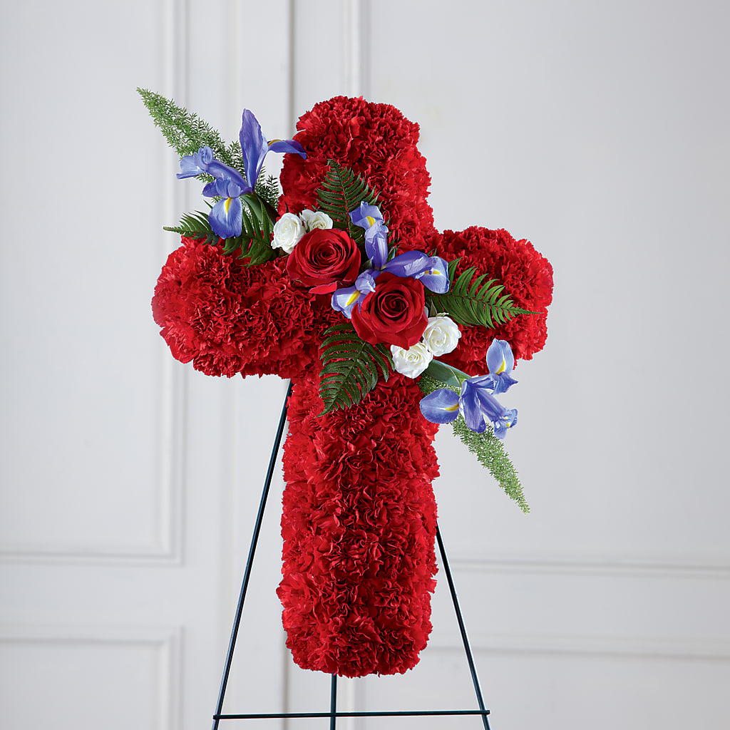 Faithful Hero Floral Cross – Holtschlag Florist, Quincy IL