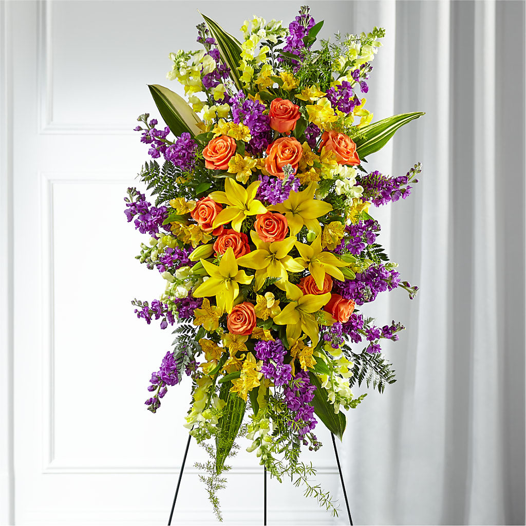 Thoughtful Prayers Standing Spray – Holtschlag Florist, Quincy IL