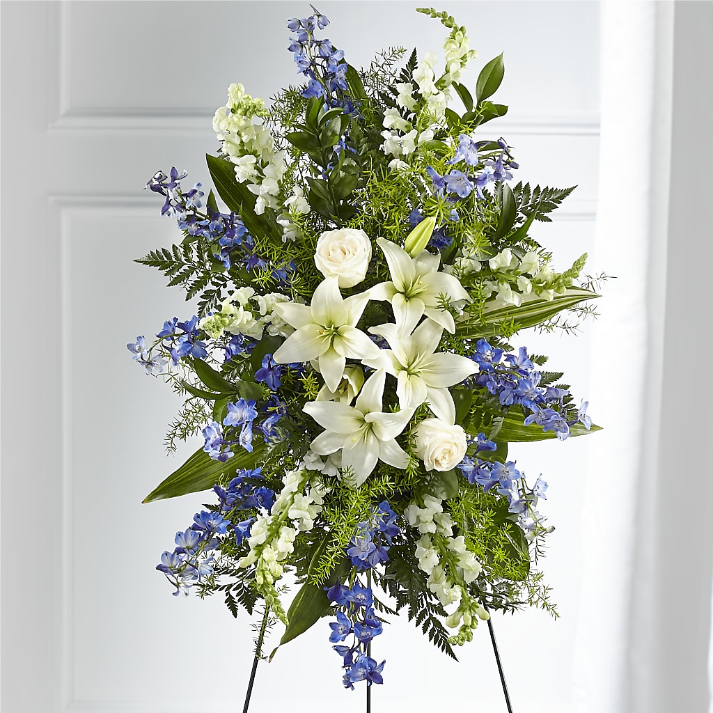 Faithful Friend Standing Spray – Holtschlag Florist, Quincy IL