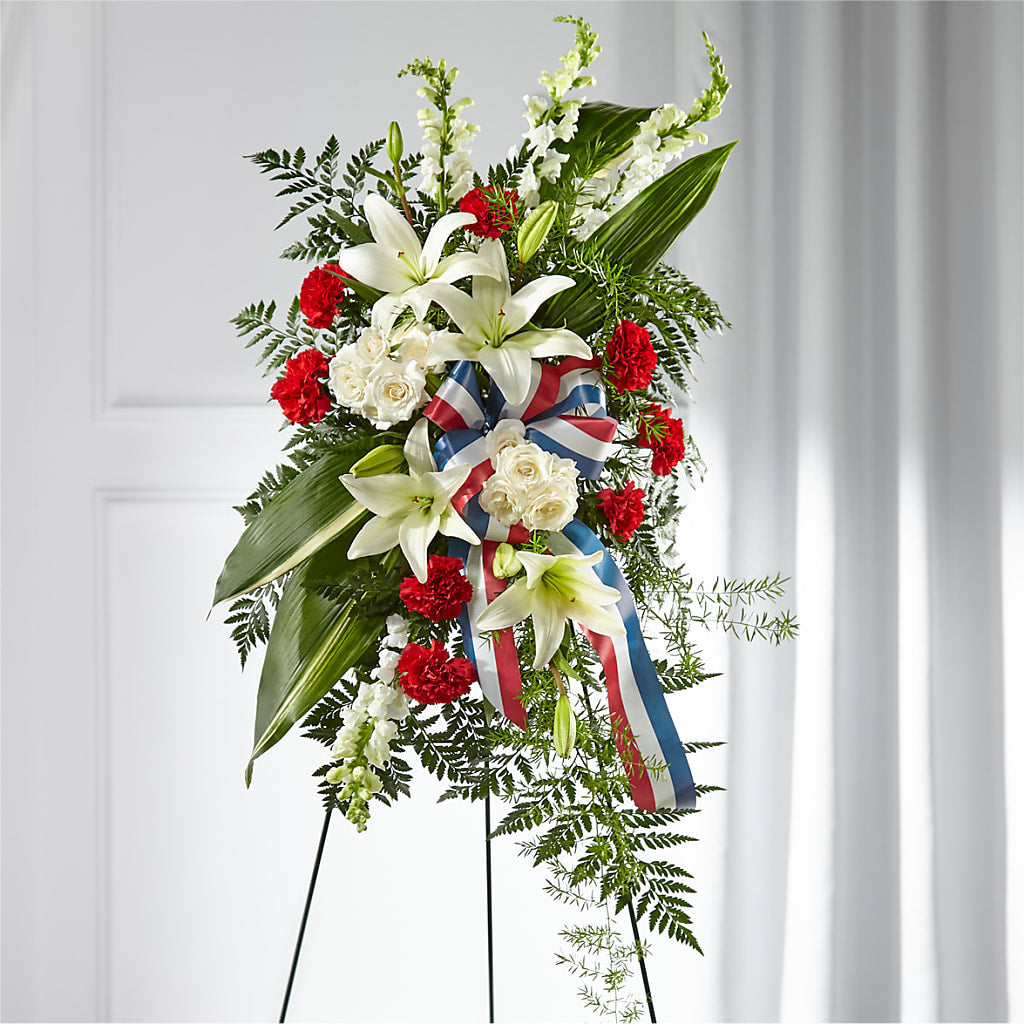 Stars of Life Standing Spray – Holtschlag Florist, Quincy IL