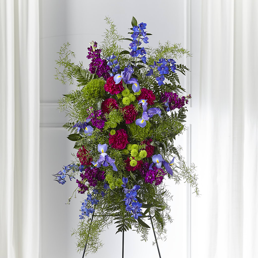 Heavenly Skies Standing Spray – Holtschlag Florist, Quincy IL
