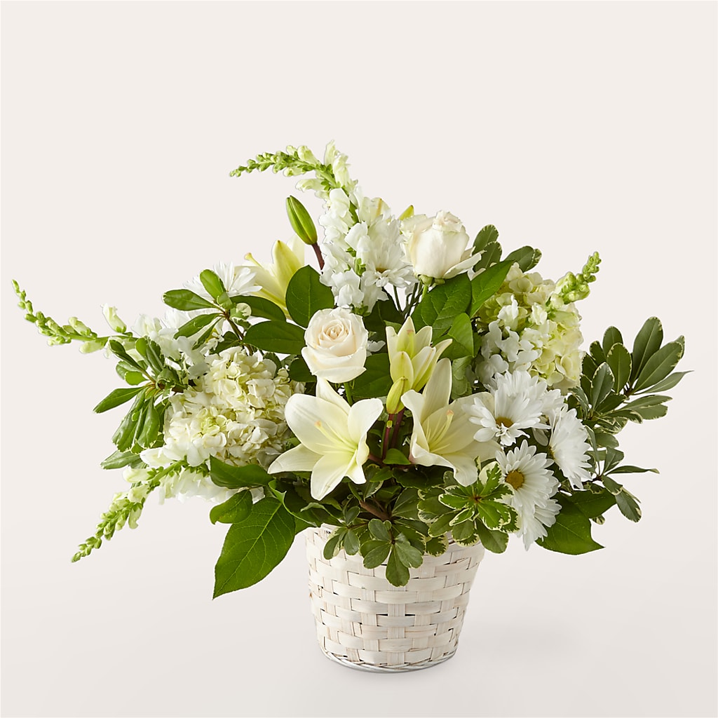 Ivory Elegance Floral Basket – Holtschlag Florist, Quincy IL