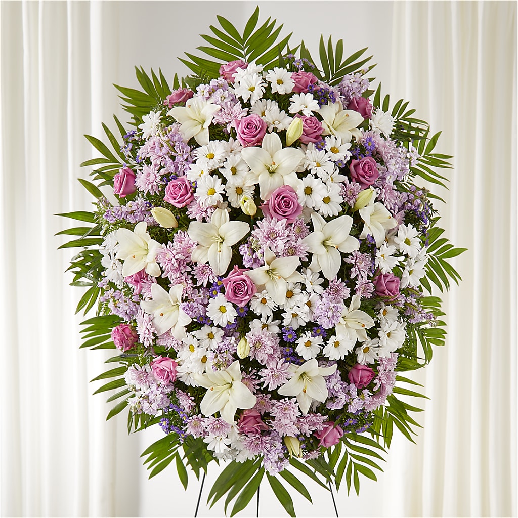 Surrounded by Love Standing Spray – Holtschlag Florist, Quincy IL