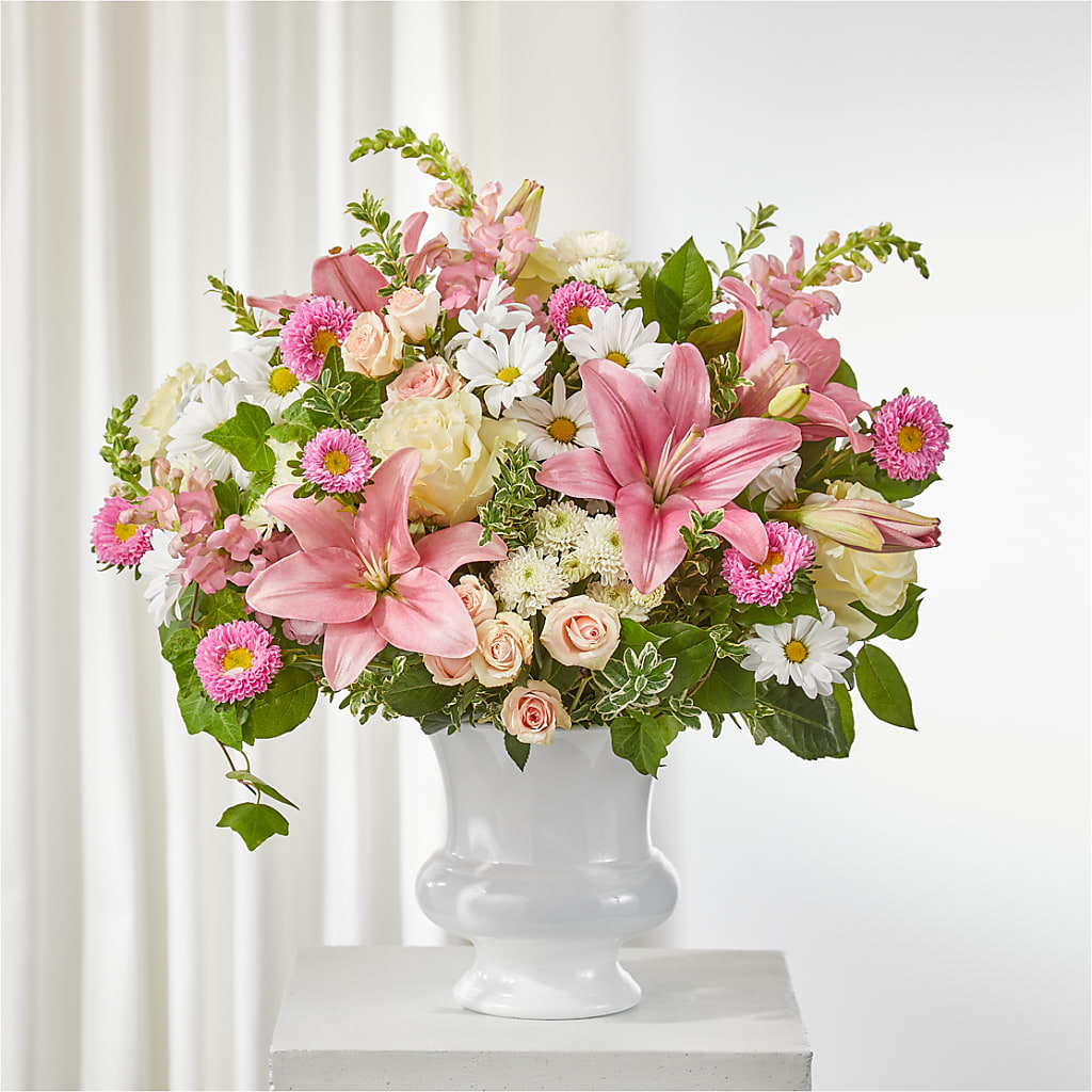 Empathetic Blooms Urn Arrangement – Holtschlag Florist, Quincy IL
