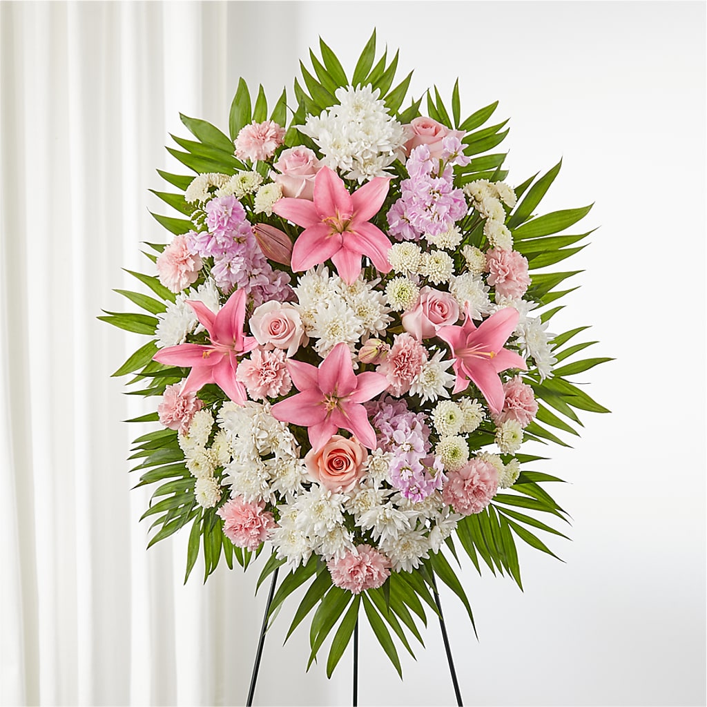 Offering Solace Standing Spray – Holtschlag Florist, Quincy IL