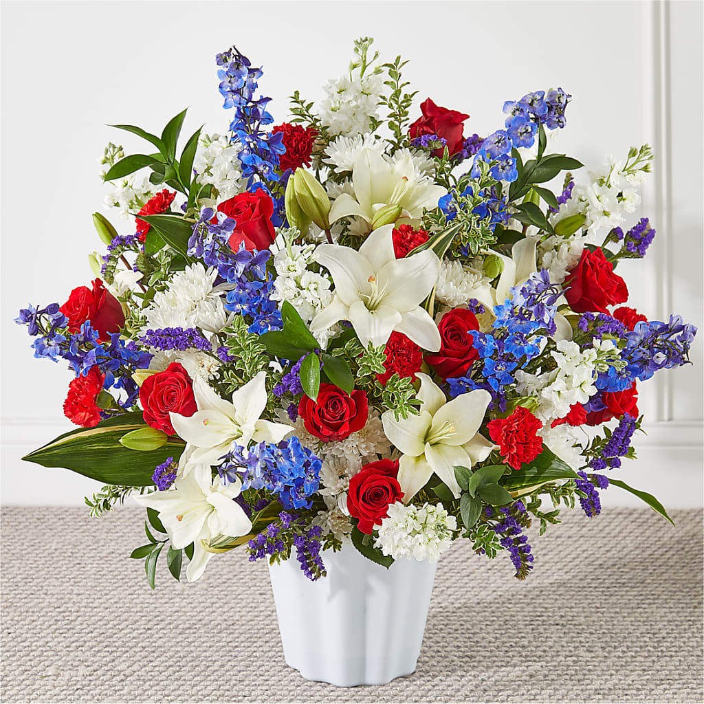 Consoled Floor Basket – Holtschlag Florist, Quincy IL