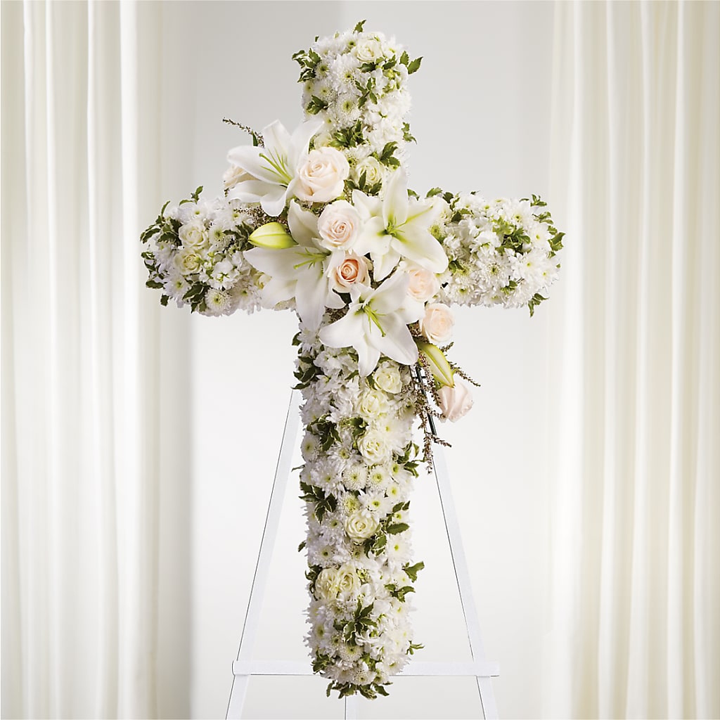 Spiritual Guidance Standing Spray – Holtschlag Florist, Quincy IL