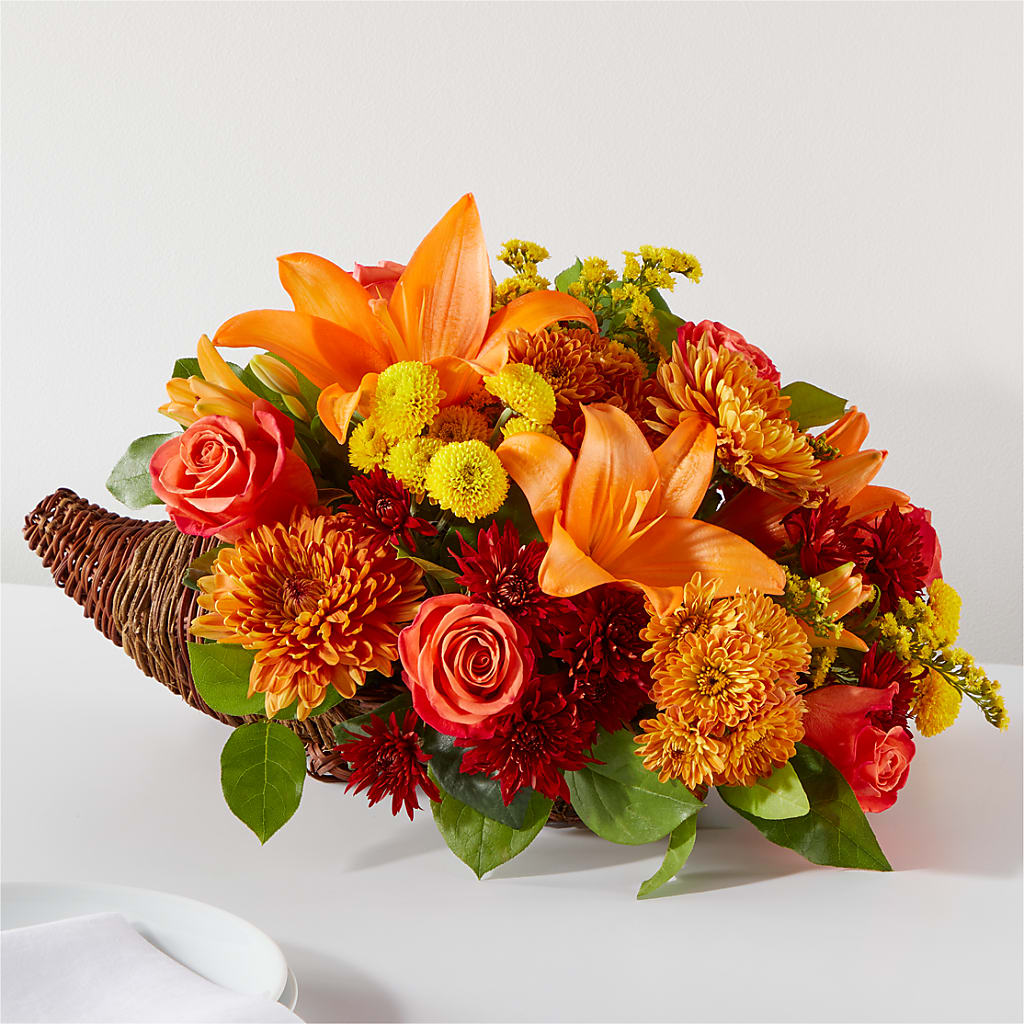 Bouquet of Blessings Cornucopia – Holtschlag Florist, Quincy IL