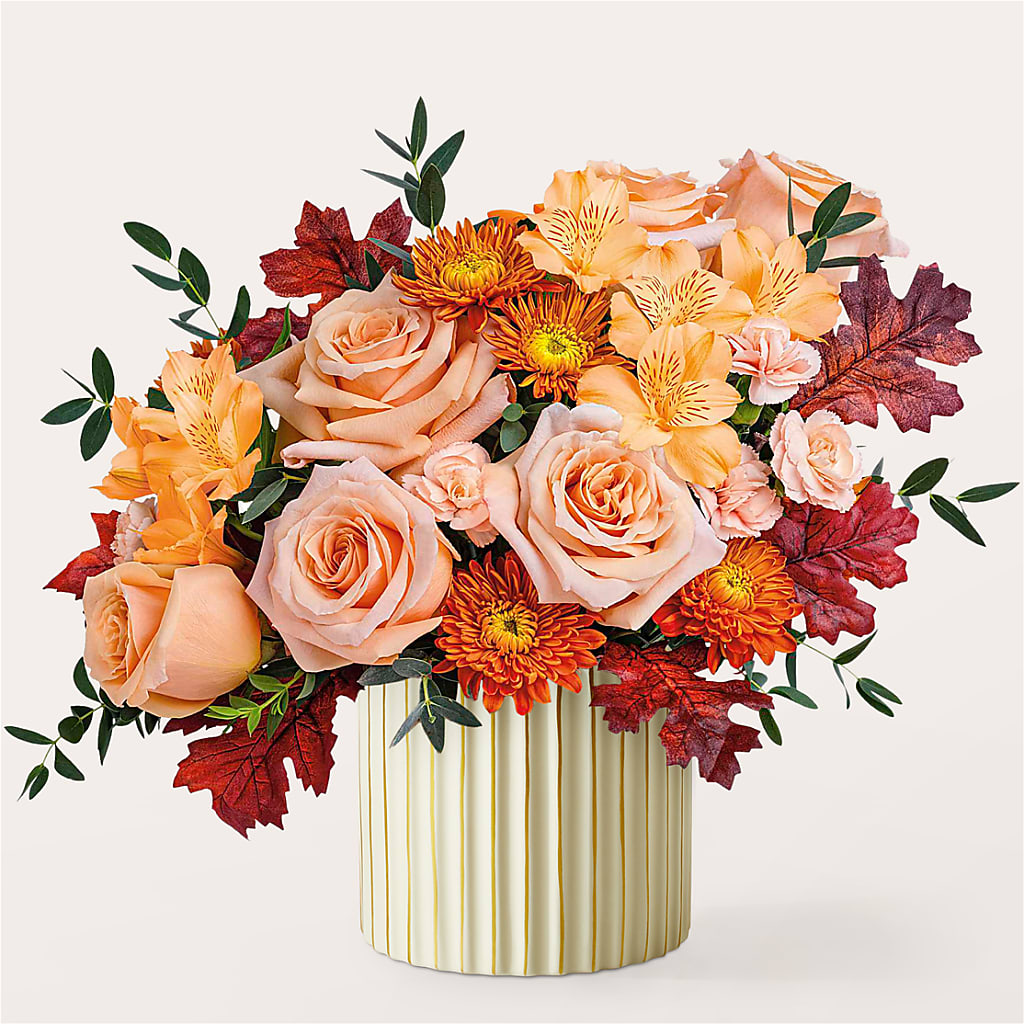 Spiced Latte Bouquet with Ivory Vase – Holtschlag Florist, Quincy IL