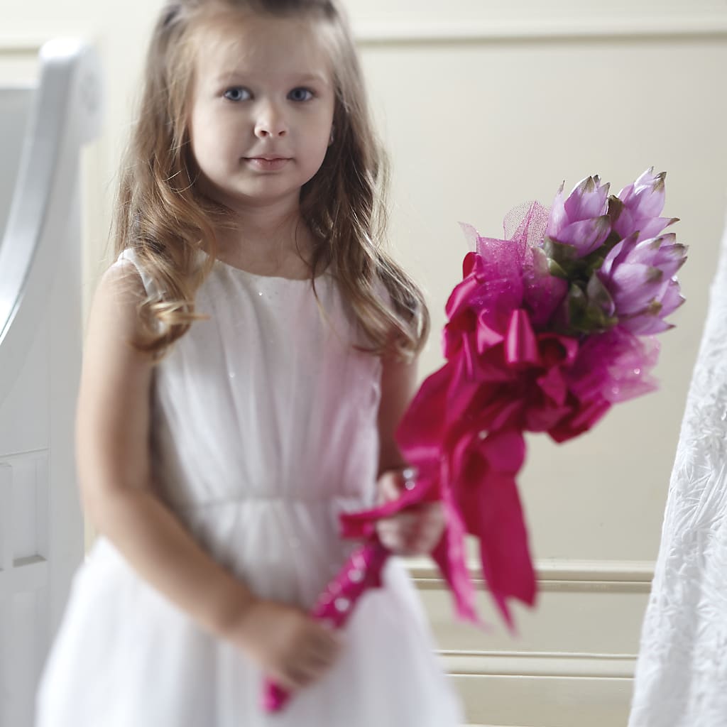 Sparkle Pink Flower Girl Bouquet – Holtschlag Florist, Quincy IL