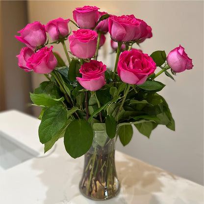 Long Stem Pink Rose Bouquet –  Holtschlag Florist, Quincy IL