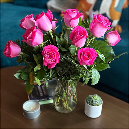 Long Stem Pink Rose Bouquet –  Holtschlag Florist, Quincy IL