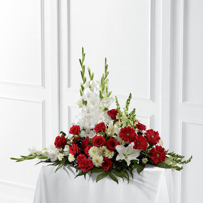 Crimson & White Arrangement –  Holtschlag Florist, Quincy IL