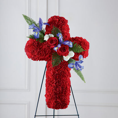 Faithful Hero Floral Cross –  Holtschlag Florist, Quincy IL