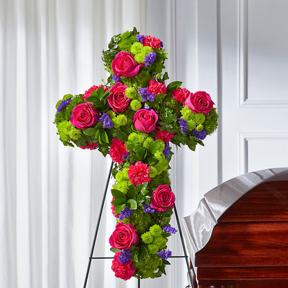 Tribute Rose Floral Cross –  Holtschlag Florist, Quincy IL