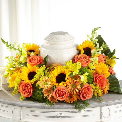 Faithful Sunflower Cremation Adornment –  Holtschlag Florist, Quincy IL