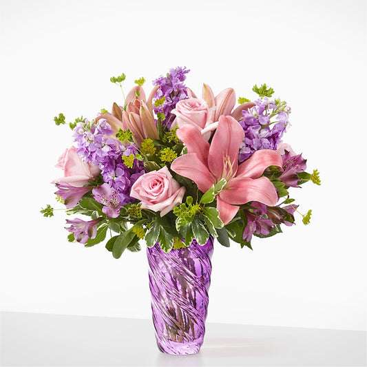 Precious Petals Bouquet with Luxe Swirl Vase –  Holtschlag Florist, Quincy IL