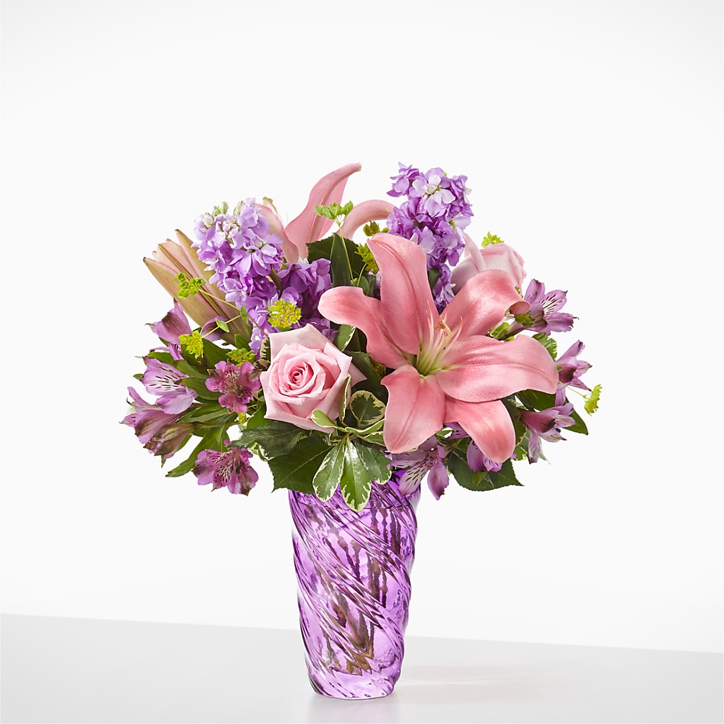 Precious Petals Bouquet with Luxe Swirl Vase –  Holtschlag Florist, Quincy IL