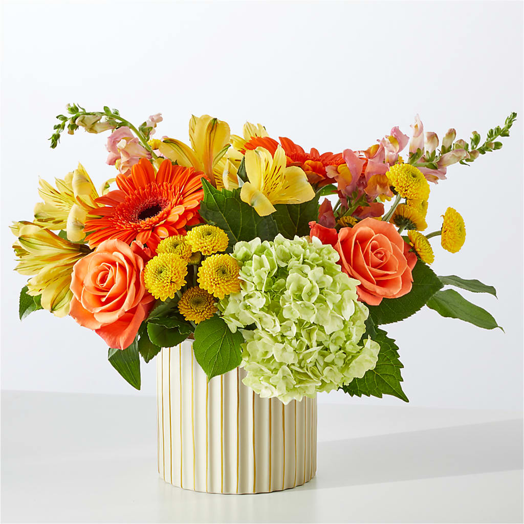 Autumn Sunshine Bouquet with Ivory Vase –  Holtschlag Florist, Quincy IL