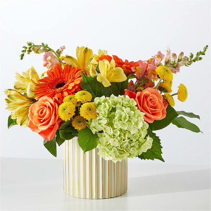 Autumn Sunshine Bouquet with Ivory Vase –  Holtschlag Florist, Quincy IL