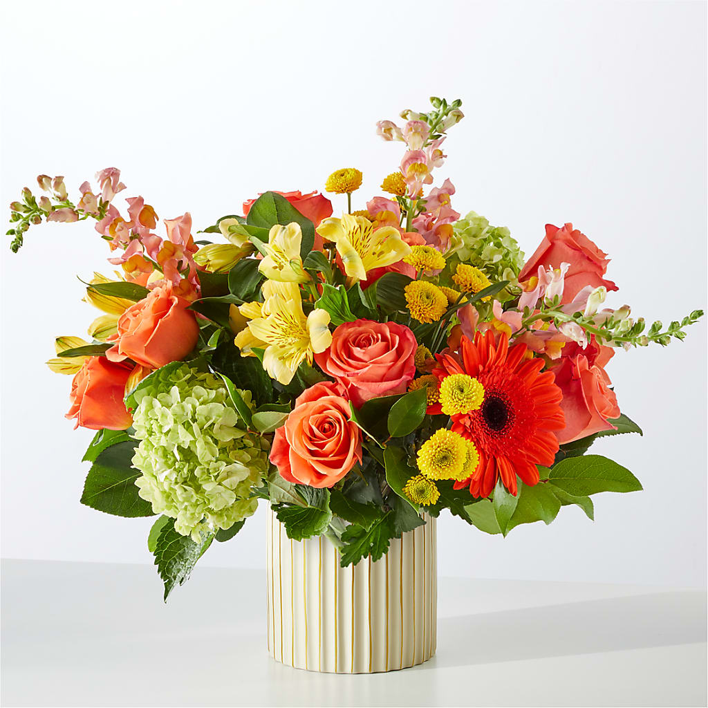 Autumn Sunshine Bouquet with Ivory Vase –  Holtschlag Florist, Quincy IL