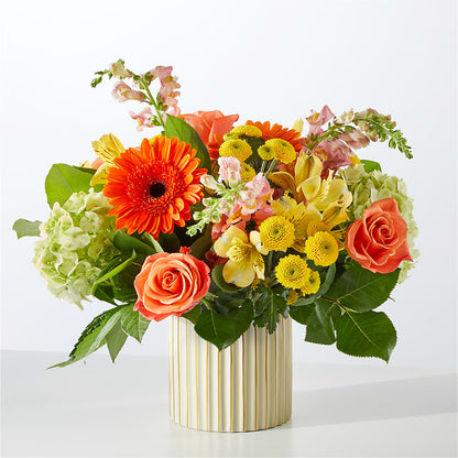Autumn Sunshine Bouquet with Ivory Vase –  Holtschlag Florist, Quincy IL