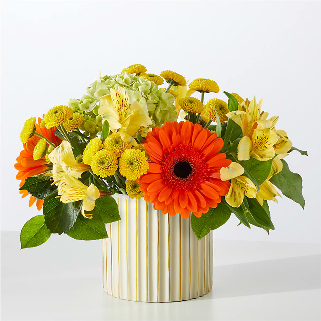 Autumn Sunshine Bouquet with Ivory Vase –  Holtschlag Florist, Quincy IL
